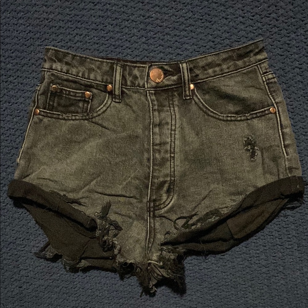Black Distressed Denim Shorts